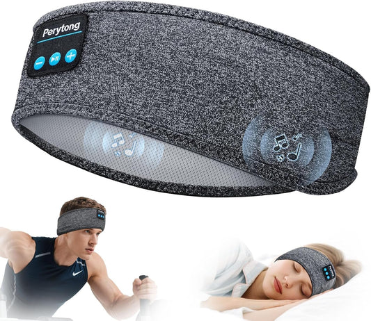 Sleep Headphones Wireless, Bluetooth Sports Headband Headphones with Ultra-Thin HD Stereo Speakers Perfect for Sleeping,Workout,Jogging,Yoga,Insomnia, Air Travel, Meditation (Grey)